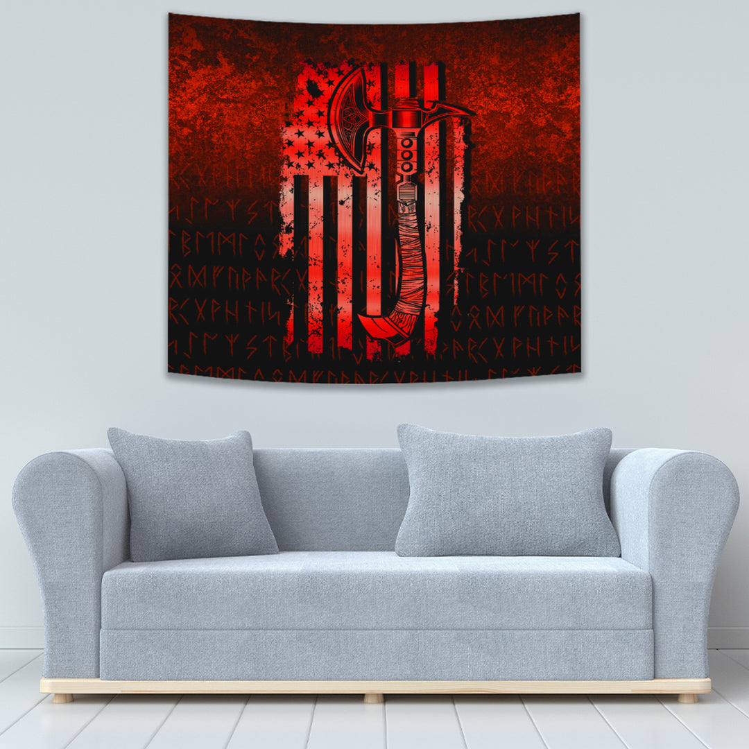 Viking Tapestry USA Flag Viking Tapestry Cool American Norsemen Red Version