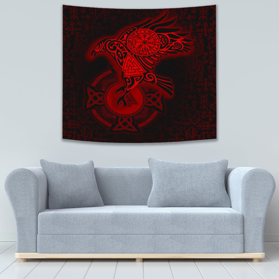 Viking Tapestry Celtic Raven Red 