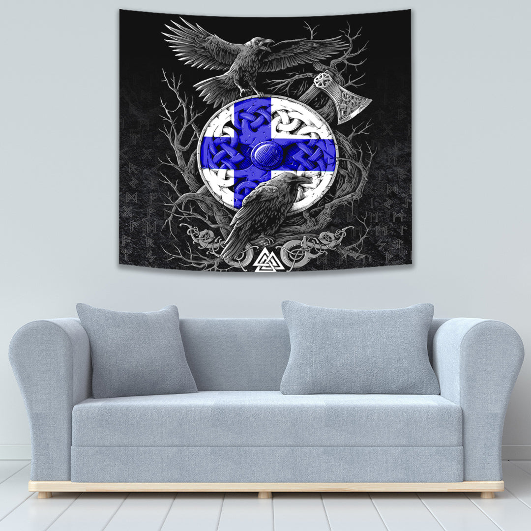 Viking Tapestry Finland Raven Odin