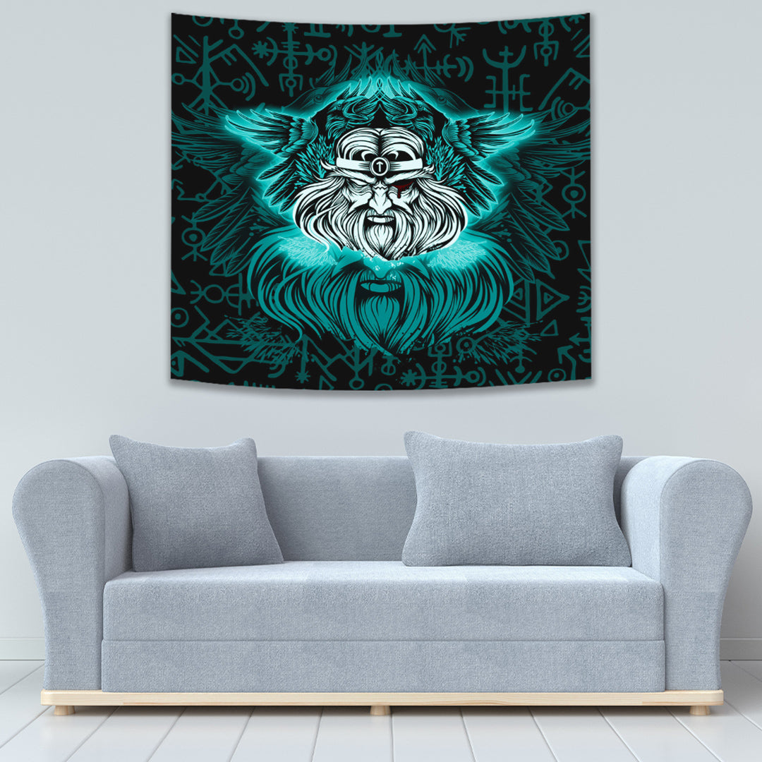 Viking Tapestry Odin Turquoise