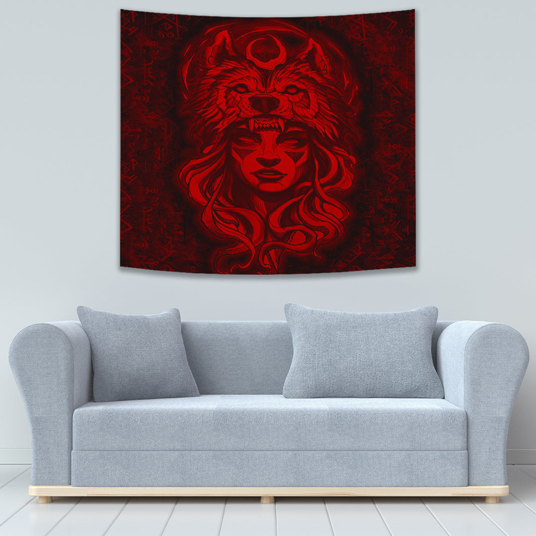 Viking Tapestry Valkyries And Bear Raven Turquoise