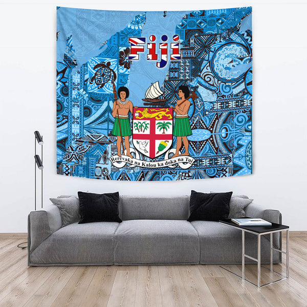 Fiji Flag & Coat Of Arms Tapestry