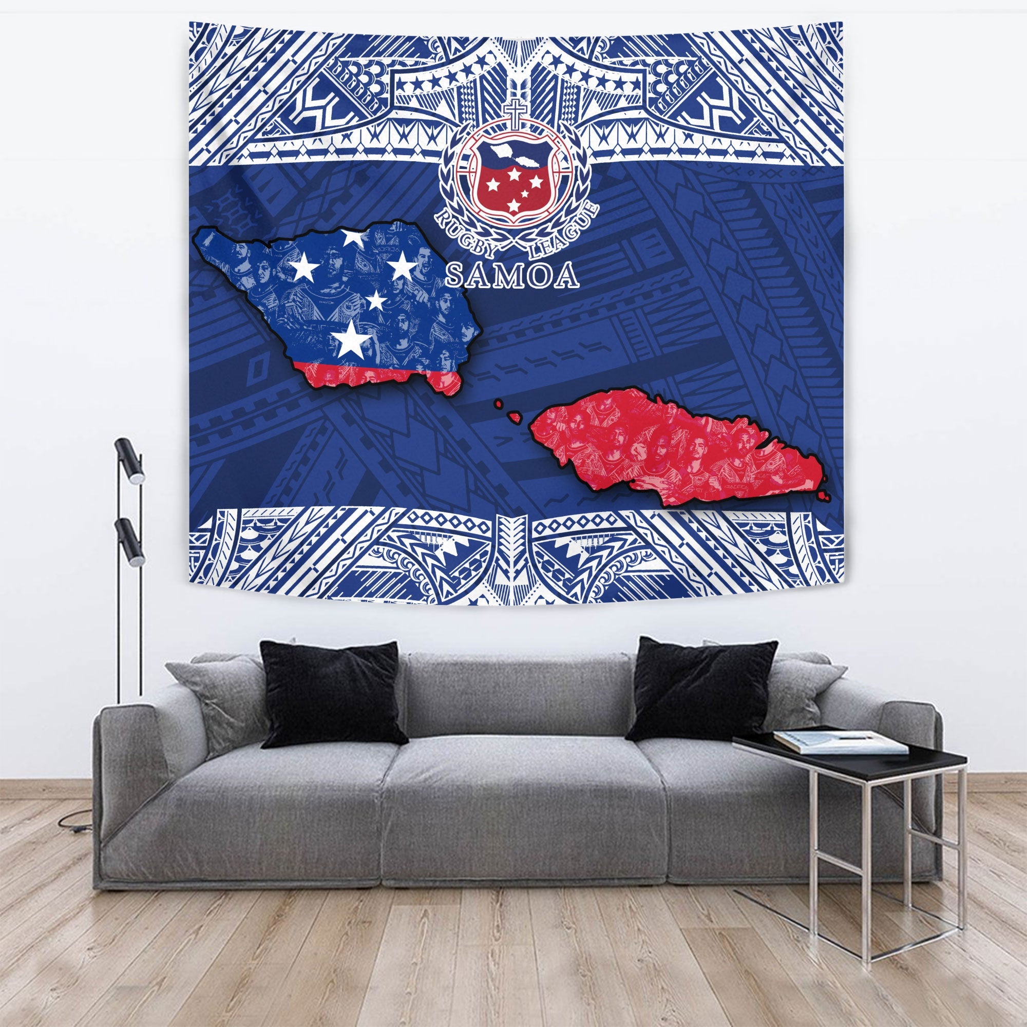 Samoa TOA Rugby Tapestry Map Style