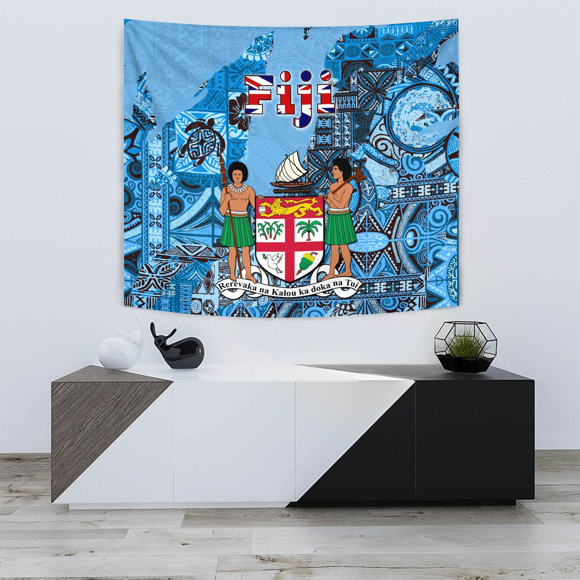 Fiji Flag & Coat Of Arms Tapestry