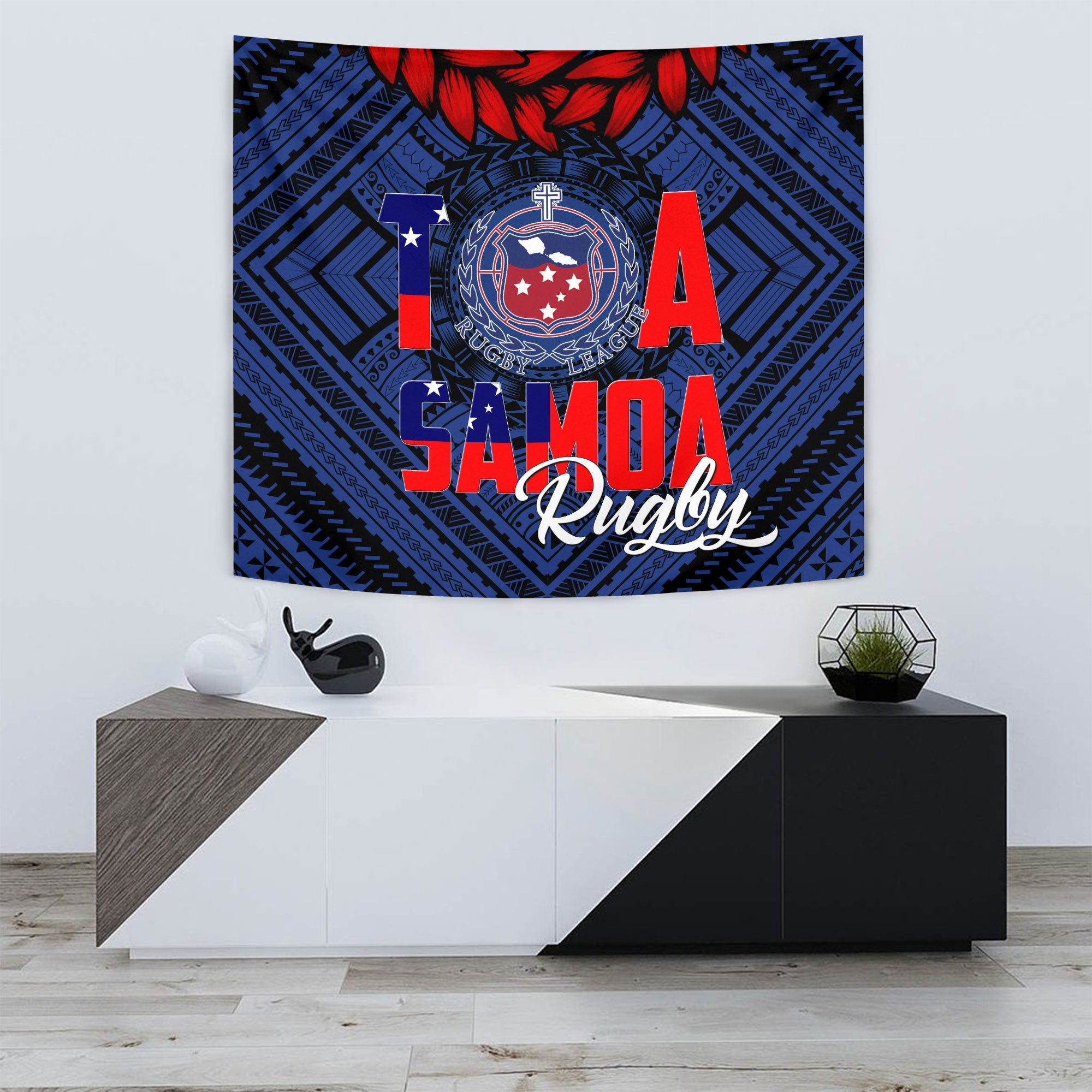 Polynesian Samoa Tapestry Toa Samoa Rugby Ula Fala Style