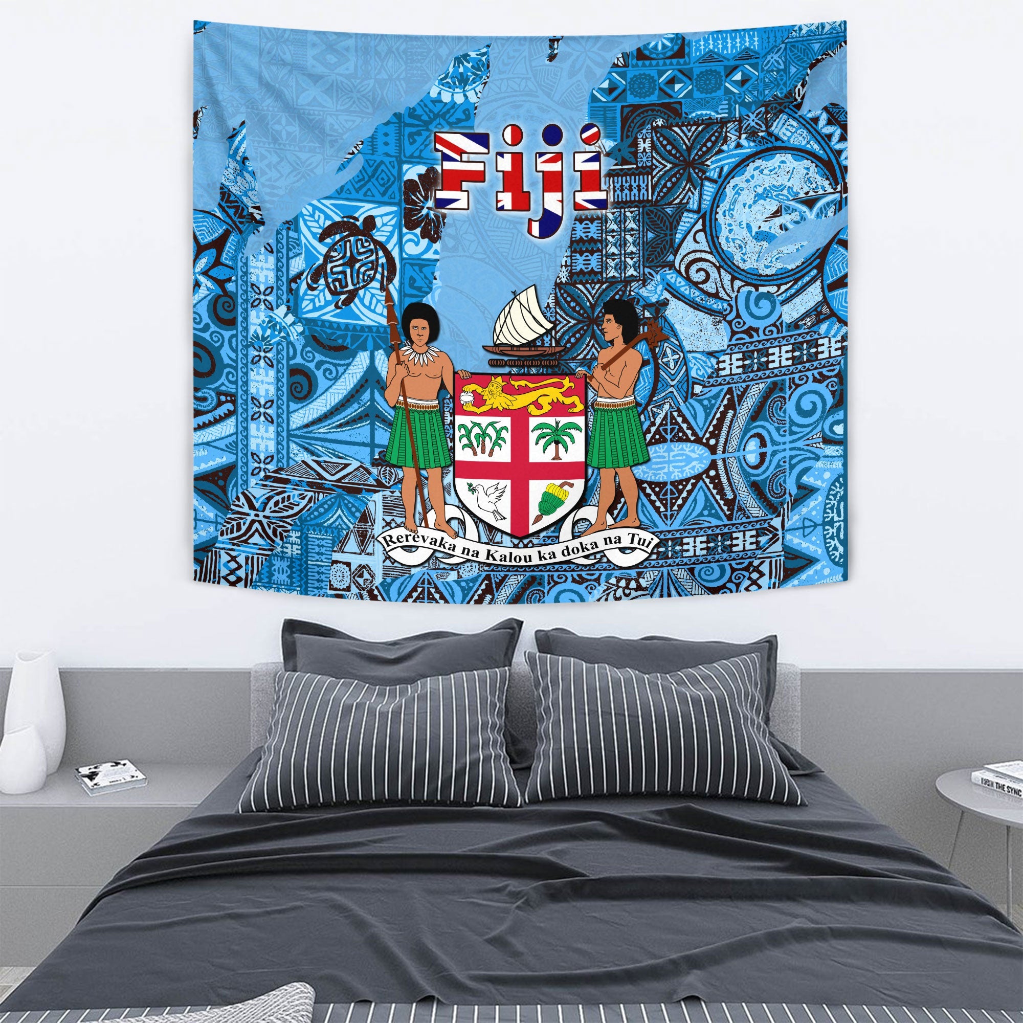 Fiji Flag & Coat Of Arms Tapestry