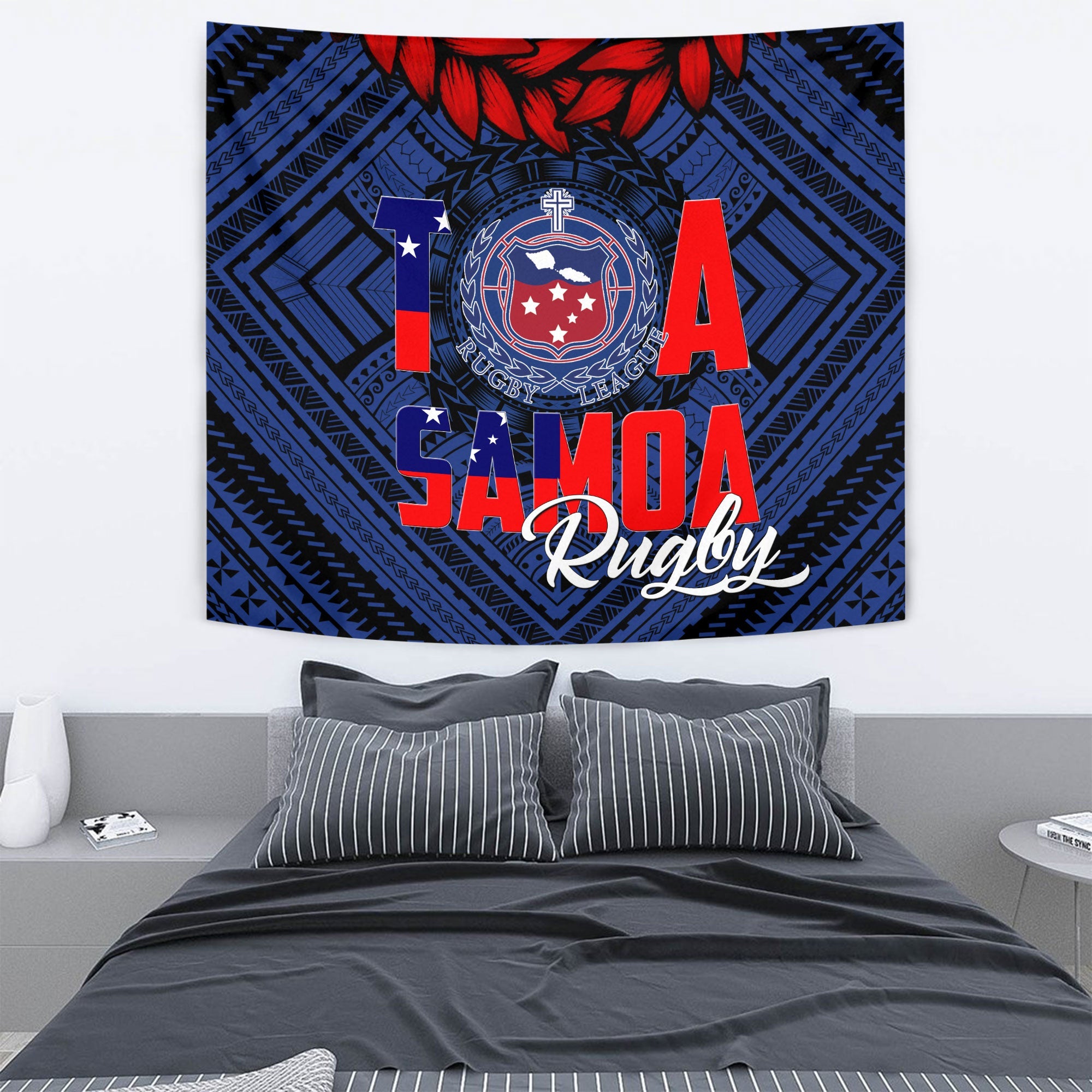 Polynesian Samoa Tapestry Toa Samoa Rugby Ula Fala Style