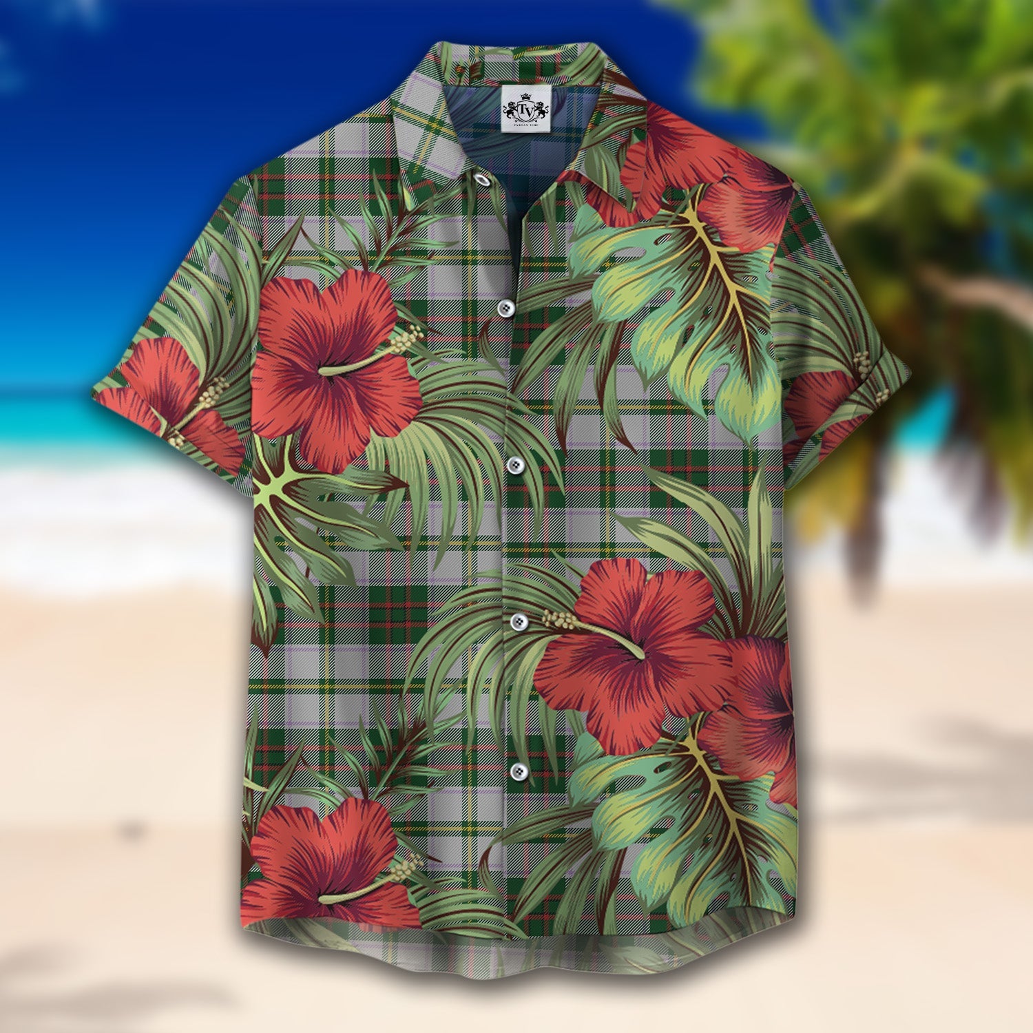 Scottish Tartan Taylor Dress Clan Hawaiian Shirt Hibiscus - Tropical Garden Style