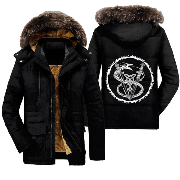 Viking Parka Jacket The And Dragon Biting Tail