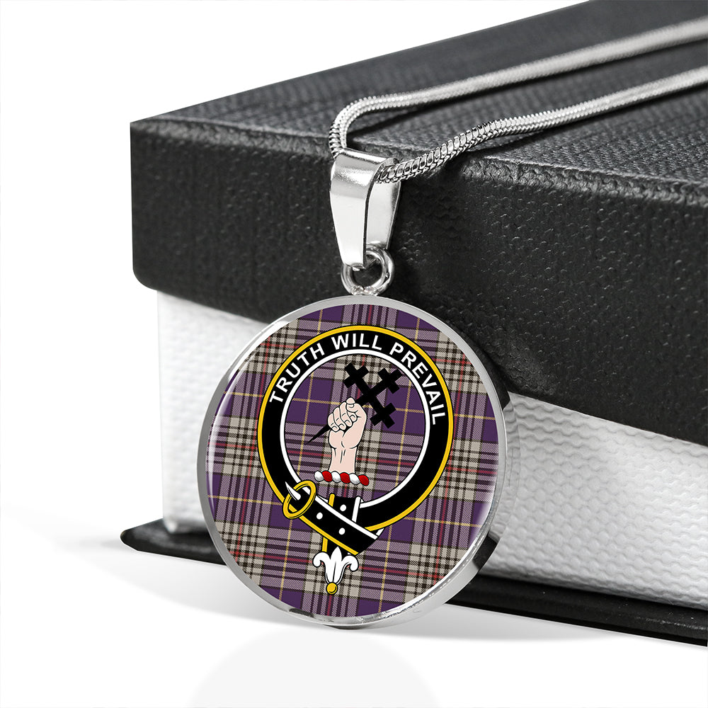 Scottish Tartan Thompson Variant (Thomson Variant) Weathered Clan Circle Necklace Classic Style