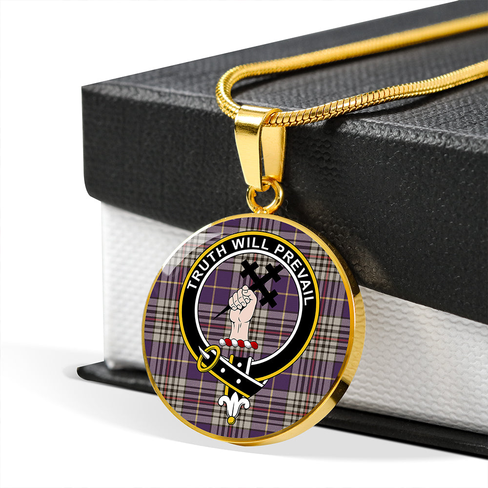 Scottish Tartan Thompson Variant (Thomson Variant) Weathered Clan Circle Necklace Classic Style