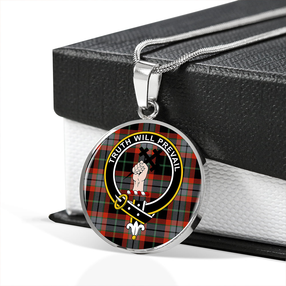 Scottish Tartan Thomson Black #2 (Thompson Black #2) Ancient Clan Circle Necklace Classic Style