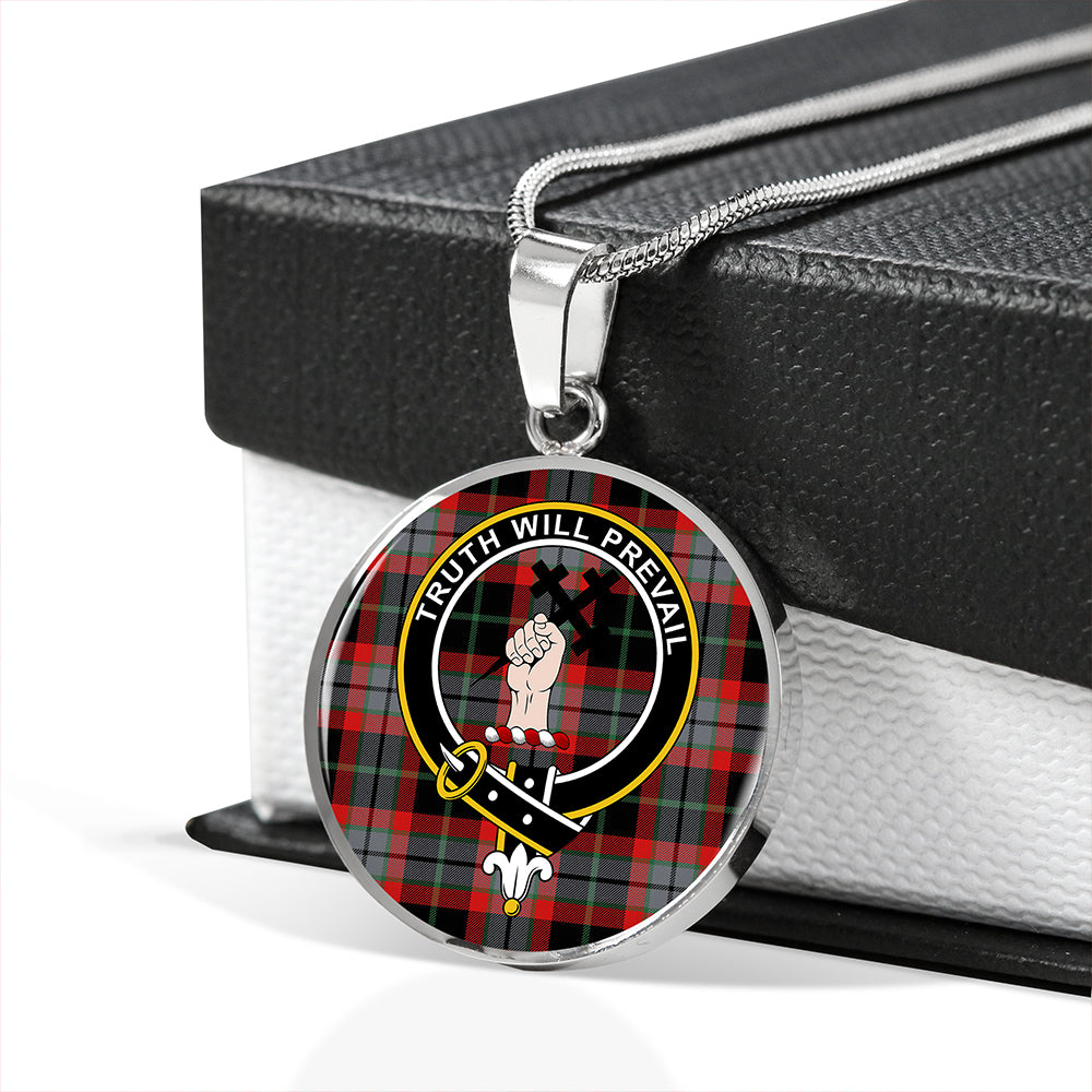 Scottish Tartan Thomson Black #2 (Thompson Black #2) Modern Clan Circle Necklace Classic Style