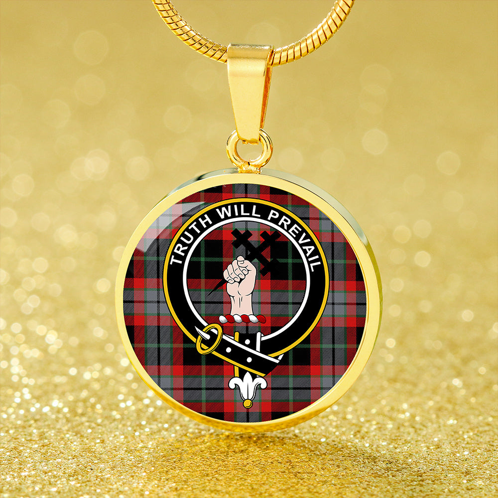 Scottish Tartan Thomson Black #2 (Thompson Black #2) Modern Clan Circle Necklace Classic Style