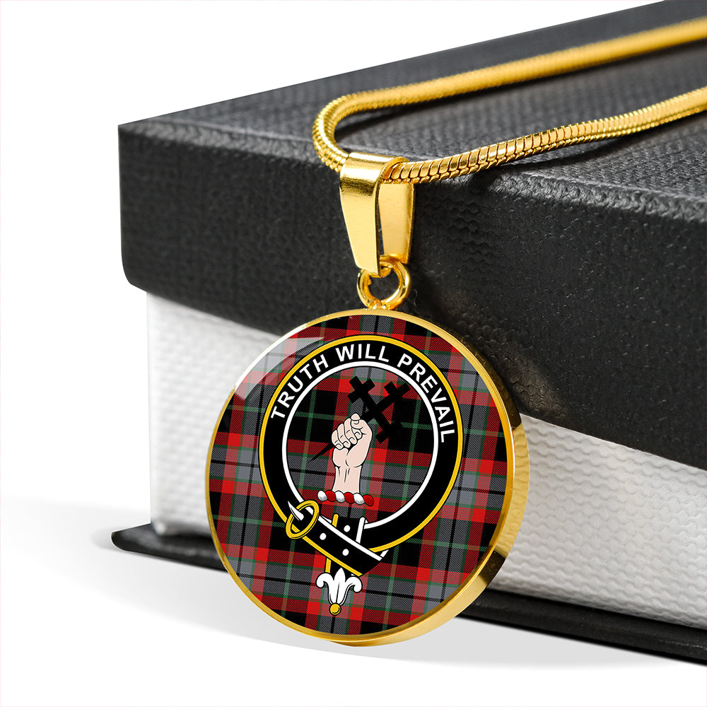 Scottish Tartan Thomson Black #2 (Thompson Black #2) Modern Clan Circle Necklace Classic Style