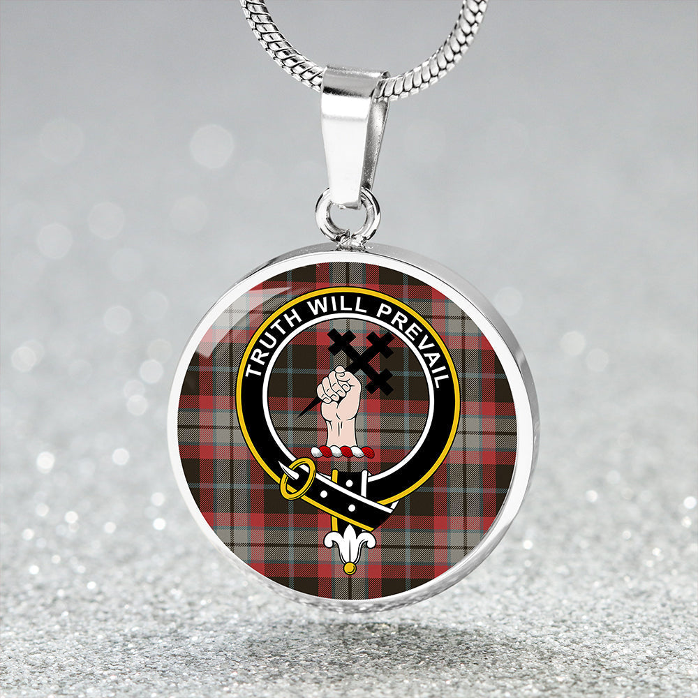 Scottish Tartan Thomson Black #2 (Thompson Black #2) Weathered Clan Circle Necklace Classic Style