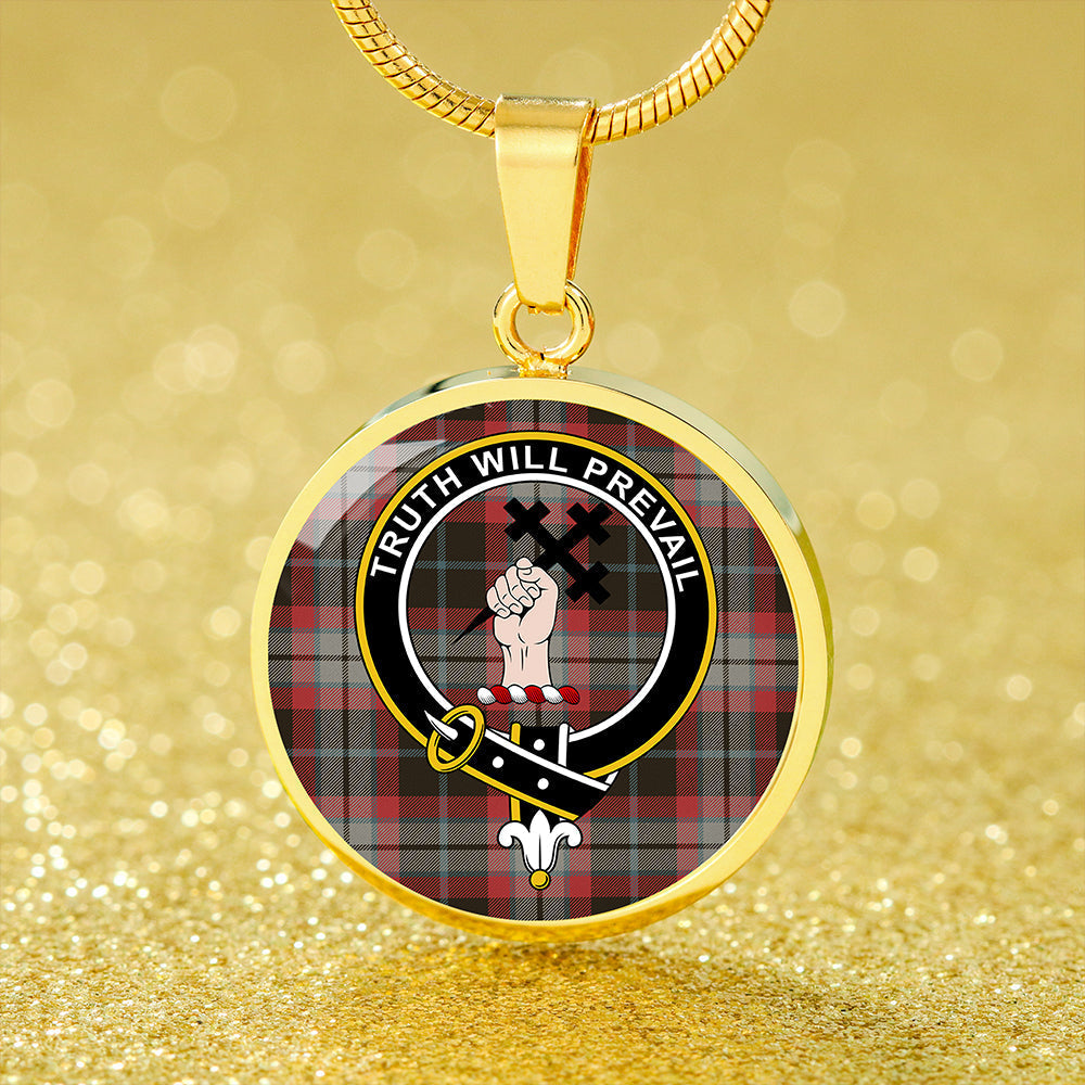 Scottish Tartan Thomson Black #2 (Thompson Black #2) Weathered Clan Circle Necklace Classic Style
