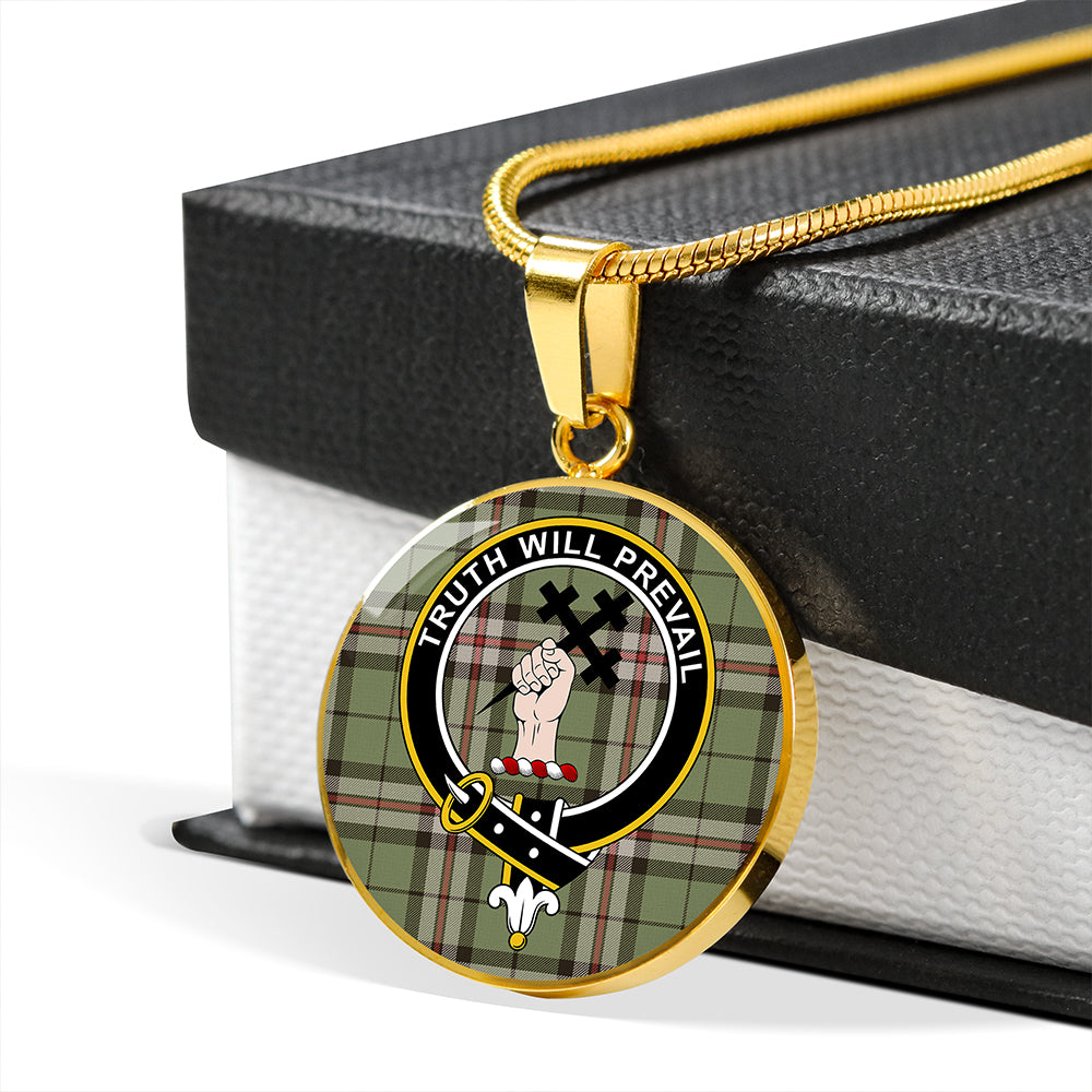 Scottish Tartan Thomson Camel #2 (Thompson Camel #2) Weathered Clan Circle Necklace Classic Style