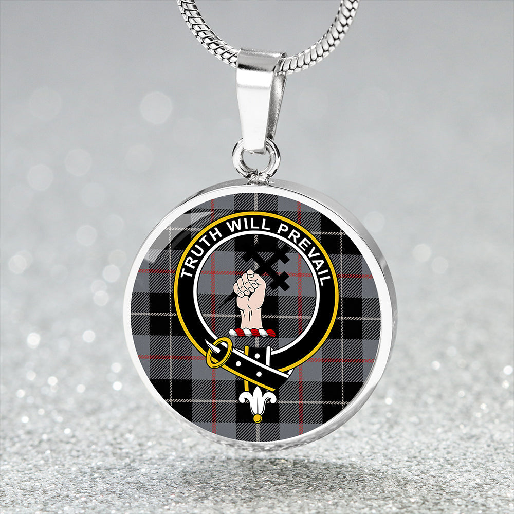 Scottish Tartan Thomson Grey #2 (Thompson Grey #2) Ancient Clan Circle Necklace Classic Style