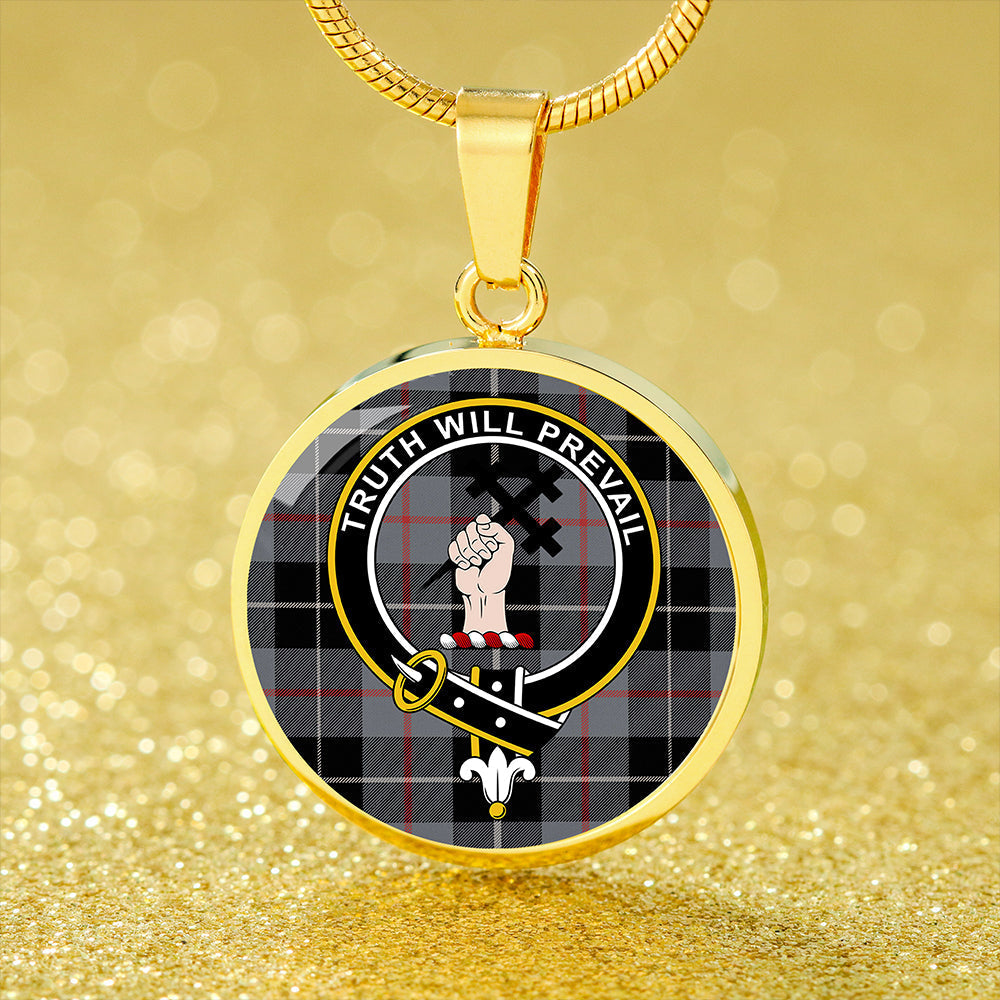 Scottish Tartan Thomson Grey #2 (Thompson Grey #2) Ancient Clan Circle Necklace Classic Style