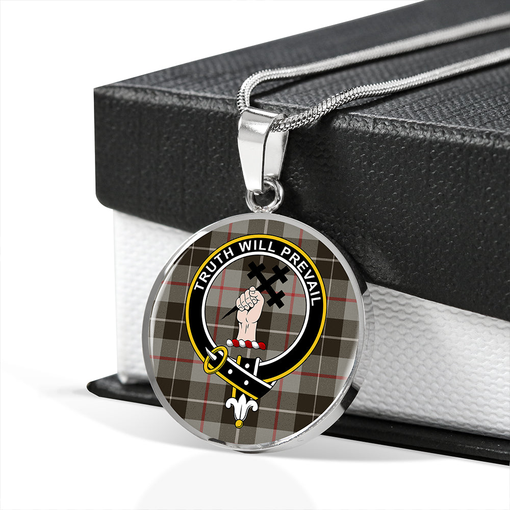 Scottish Tartan Thomson Grey #2 (Thompson Grey #2) Weathered Clan Circle Necklace Classic Style