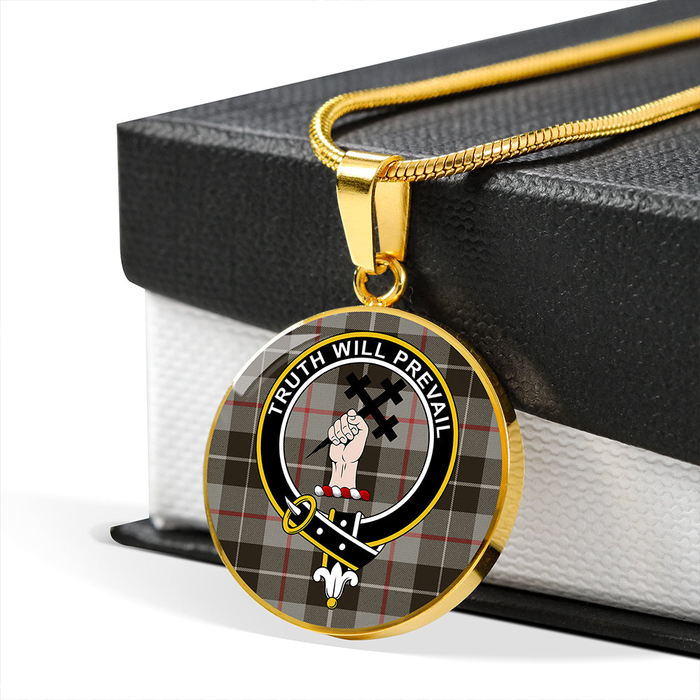 Scottish Tartan Thomson Grey #2 (Thompson Grey #2) Weathered Clan Circle Necklace Classic Style