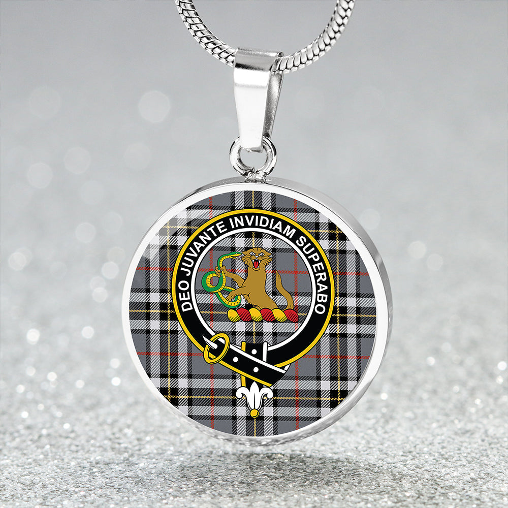 Scottish Tartan Thomson Grey (MacThomas/Thompson Grey) Modern Clan Circle Necklace Classic Style