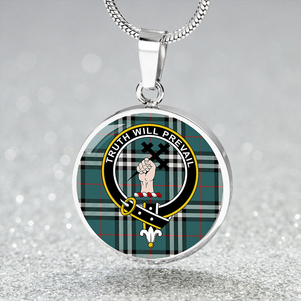 Scottish Tartan Thomson Hunting #2 (Thompson Hunting #2) Modern Clan Circle Necklace Classic Style