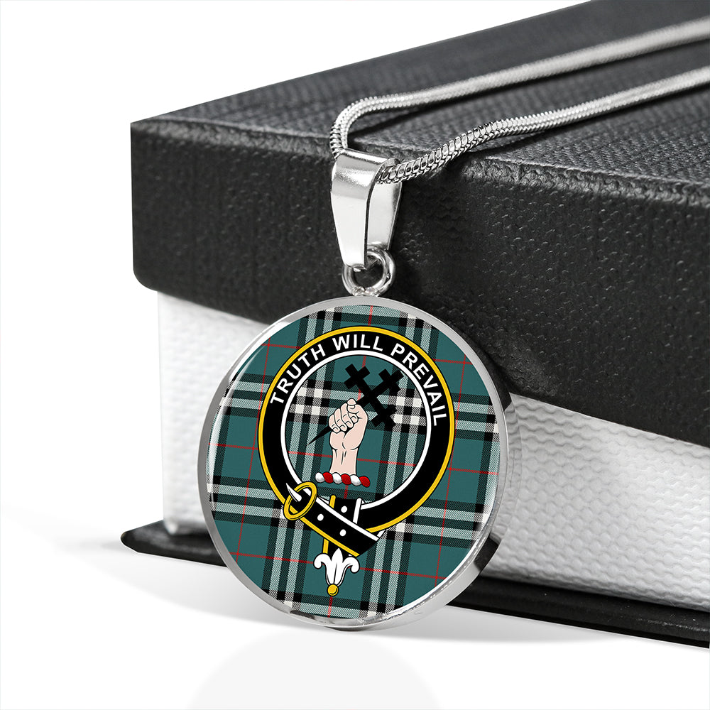 Scottish Tartan Thomson Hunting #2 (Thompson Hunting #2) Modern Clan Circle Necklace Classic Style
