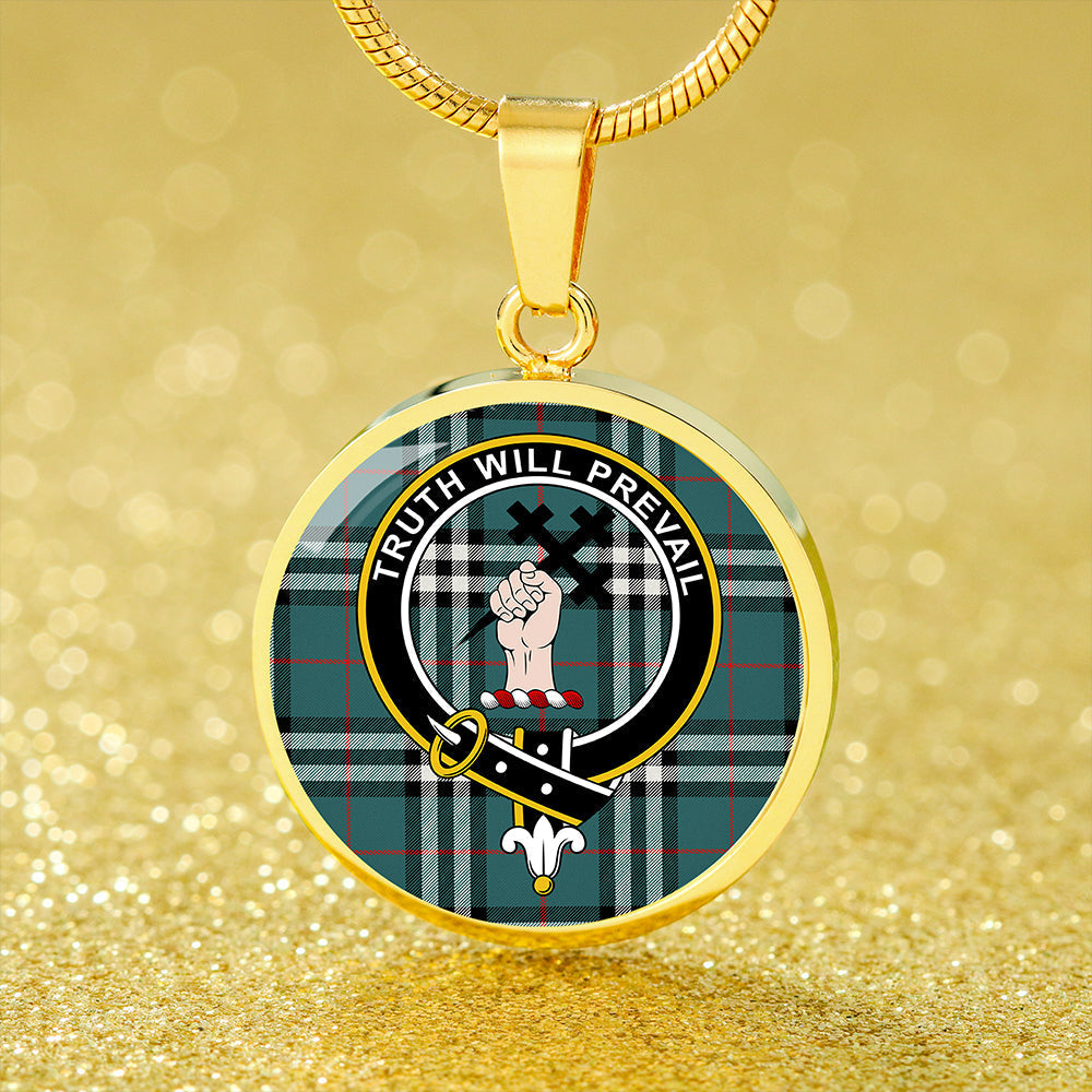 Scottish Tartan Thomson Hunting #2 (Thompson Hunting #2) Modern Clan Circle Necklace Classic Style