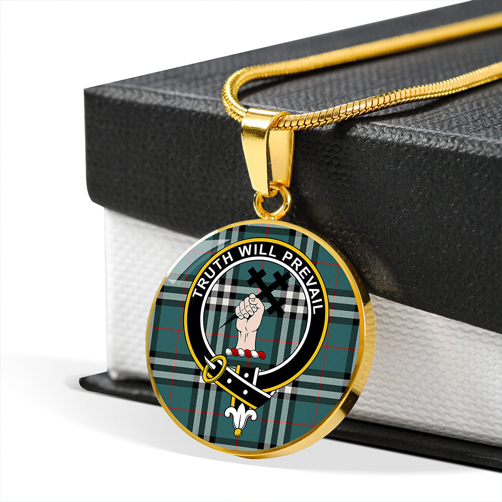Scottish Tartan Thomson Hunting #2 (Thompson Hunting #2) Modern Clan Circle Necklace Classic Style