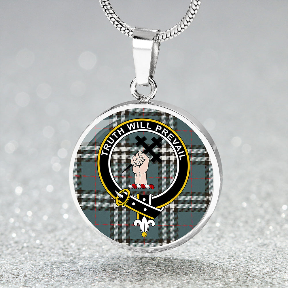 Scottish Tartan Thomson Hunting #2 (Thompson Hunting #2) Weathered Clan Circle Necklace Classic Style