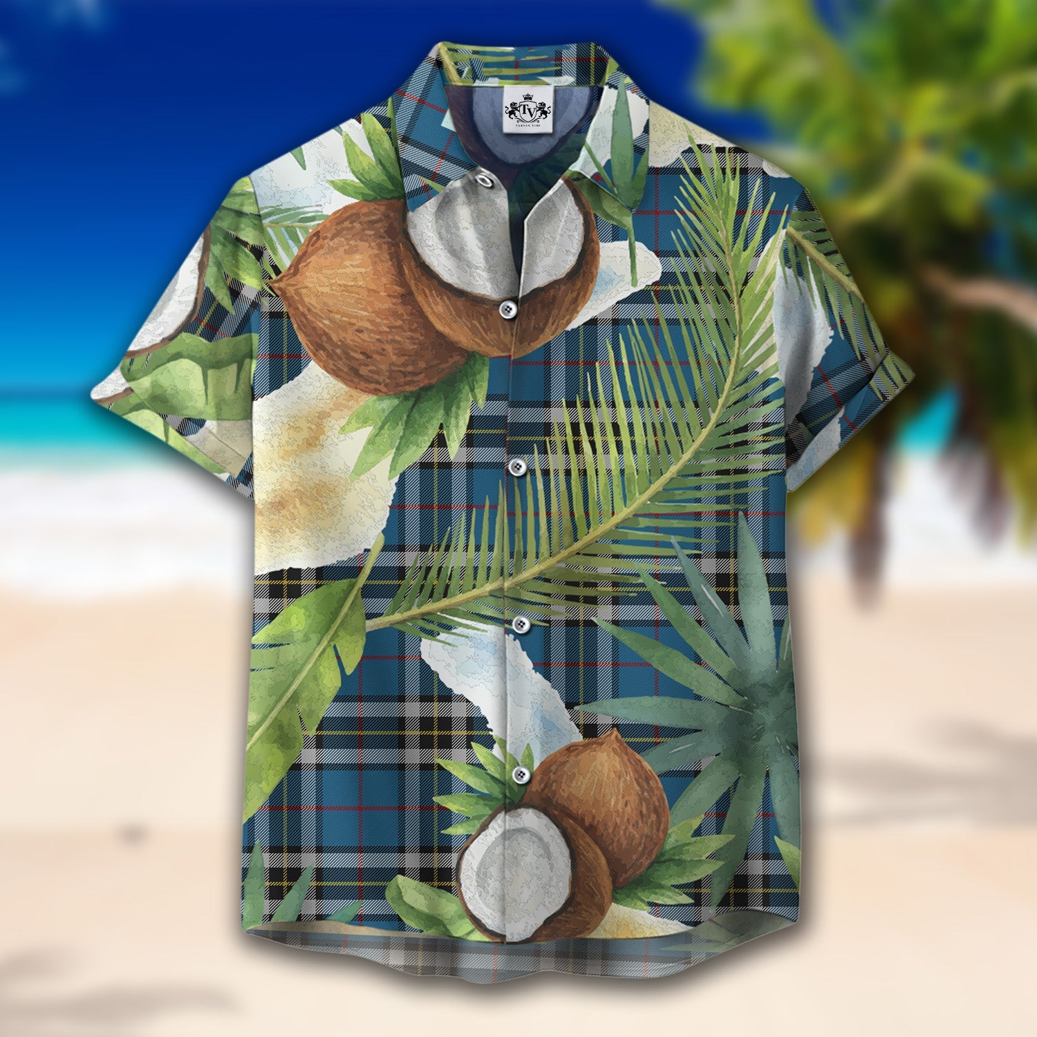 Scottish Tartan Thomson Dress Blue Clan Hawaiian Shirt Hibiscus - Tropical Garden Style