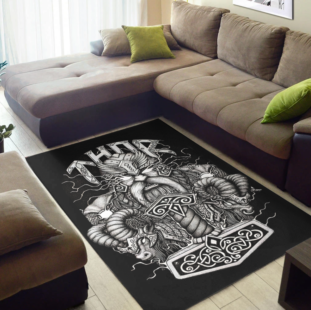 Viking Area Rug Thor and Mjolnir