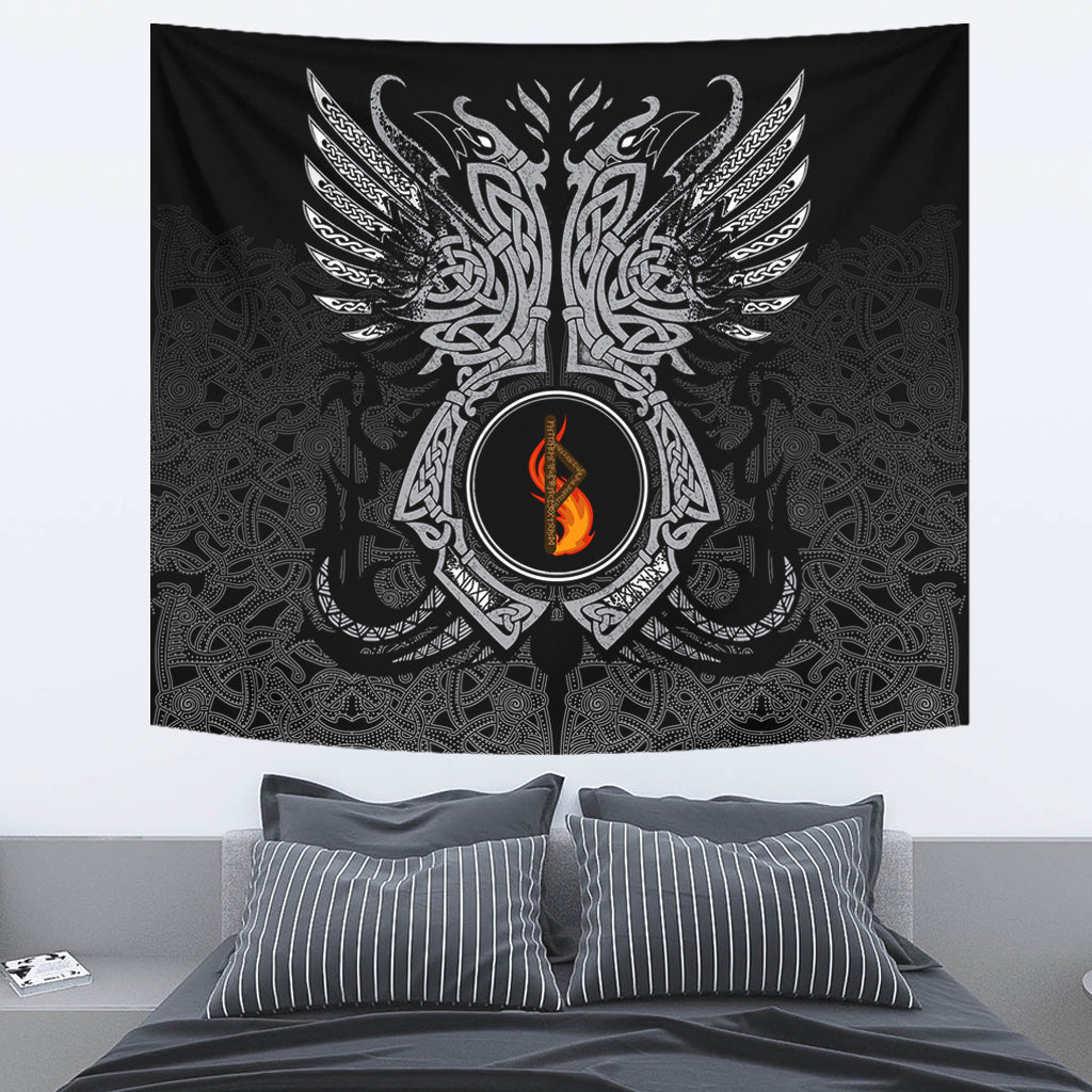 Viking Tapestry Thurisaz Rune Raven Tattoo