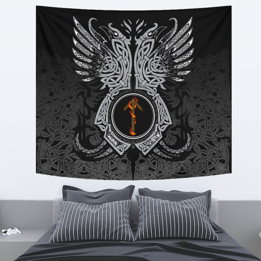 Viking Tapestry Tiwaz Rune Raven Tattoo