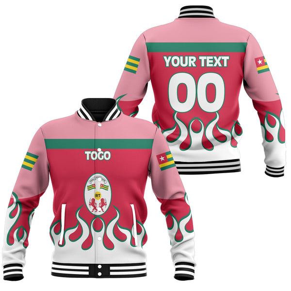 Togo Baseball Jacket Flag & Coat Of Arms Fire Hockey Style