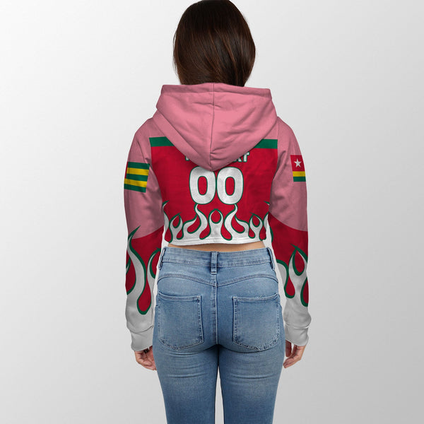 Togo Crop Hoodie Flag & Coat Of Arms Fire Hockey Style