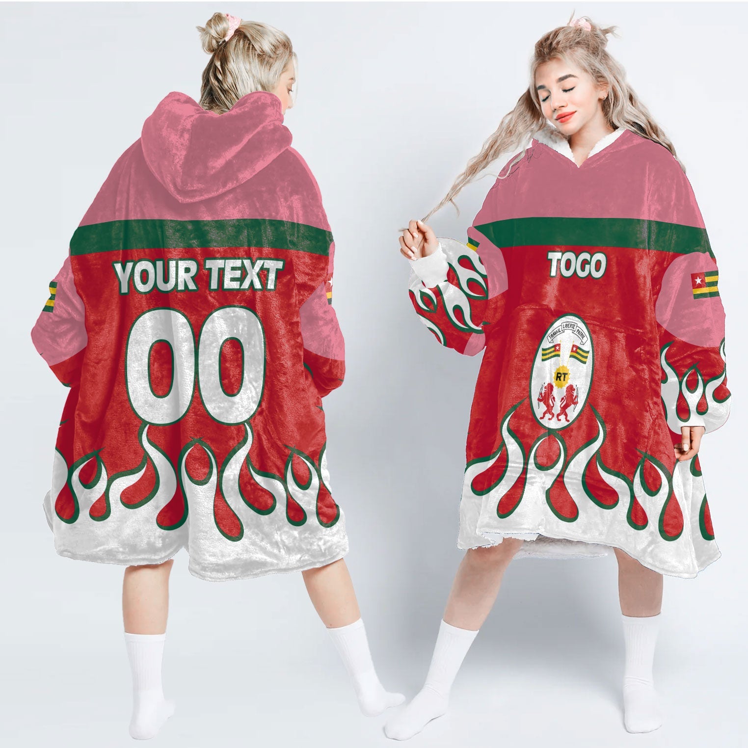 Togo Snug Hoodie Flag & Coat Of Arms Fire Hockey Style