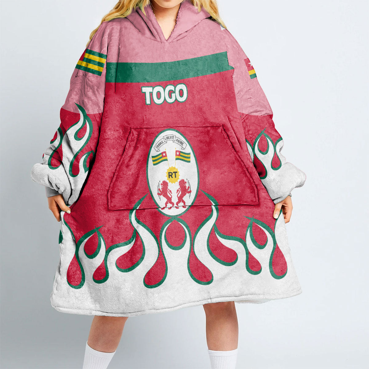 Togo Snug Hoodie Flag & Coat Of Arms Fire Hockey Style