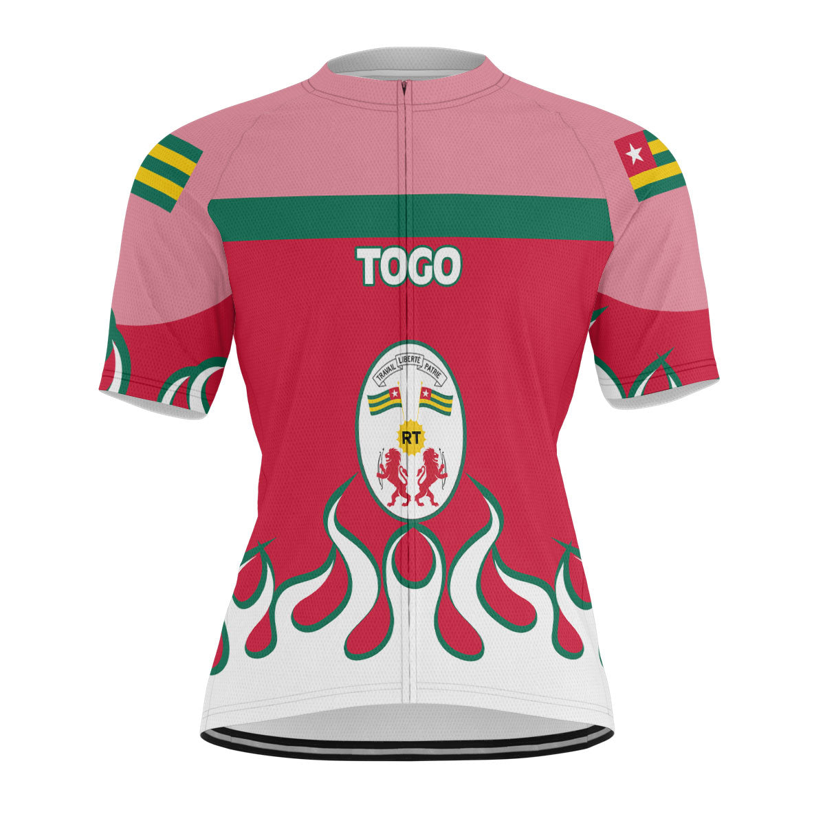 Togo Men's Cycling Jersey Flag & Coat Of Arms Fire Hockey Style