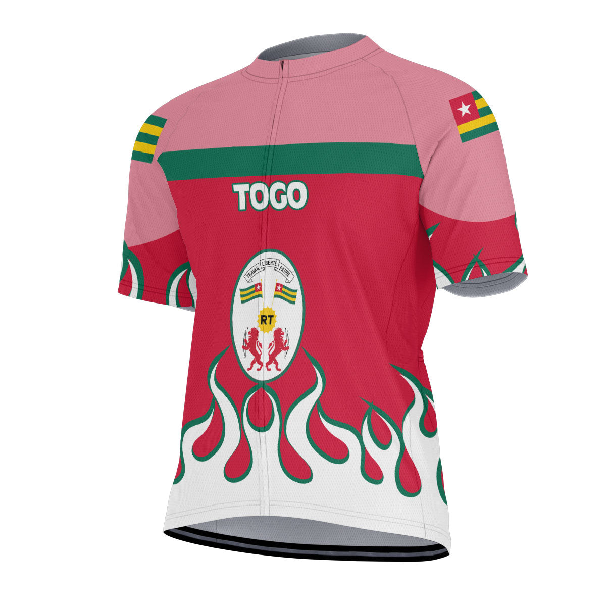 Togo Men's Cycling Jersey Flag & Coat Of Arms Fire Hockey Style