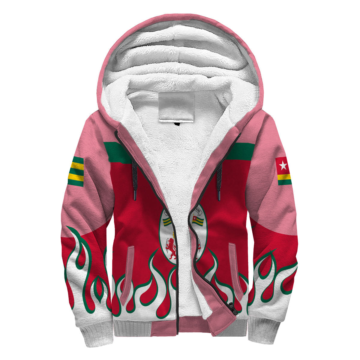 Togo Sherpa Hoodie Flag & Coat Of Arms Fire Hockey Style