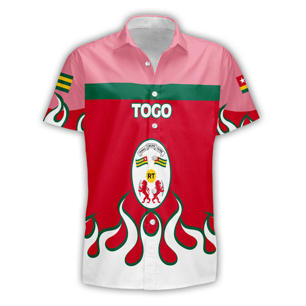 Togo Short Sleeve Shirt Flag & Coat Of Arms Fire Hockey Style