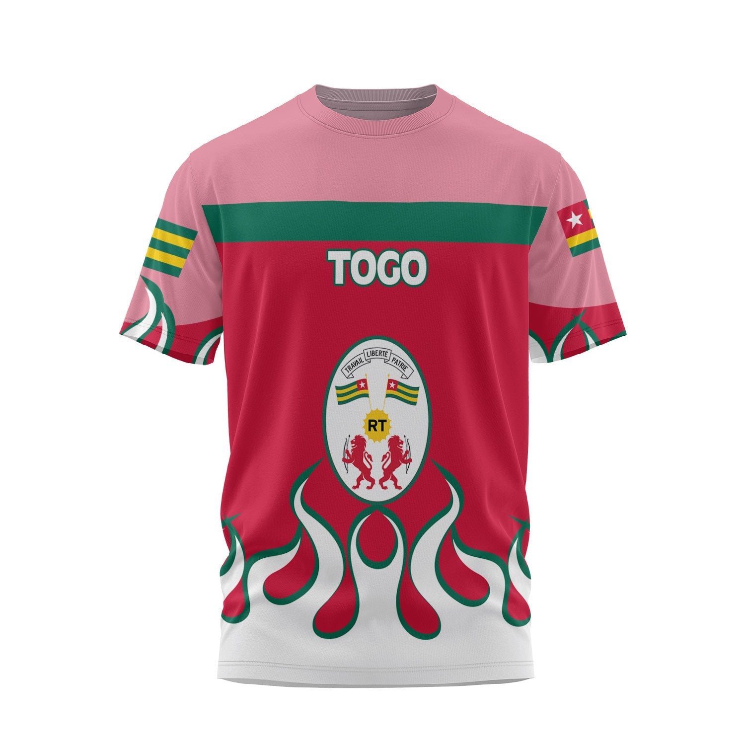 Togo T Shirt Flag & Coat Of Arms Fire Hockey Style