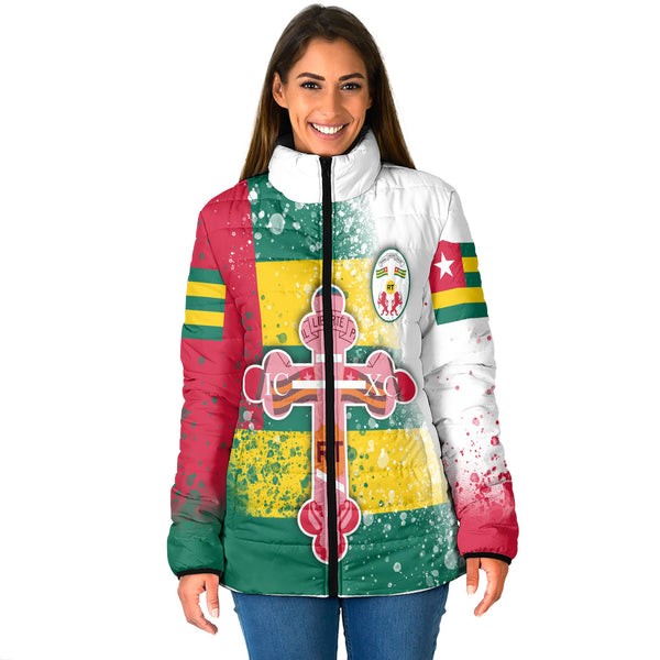 Togo Women Padded Jacket Flag & Coat Of Arms Orthodox Style