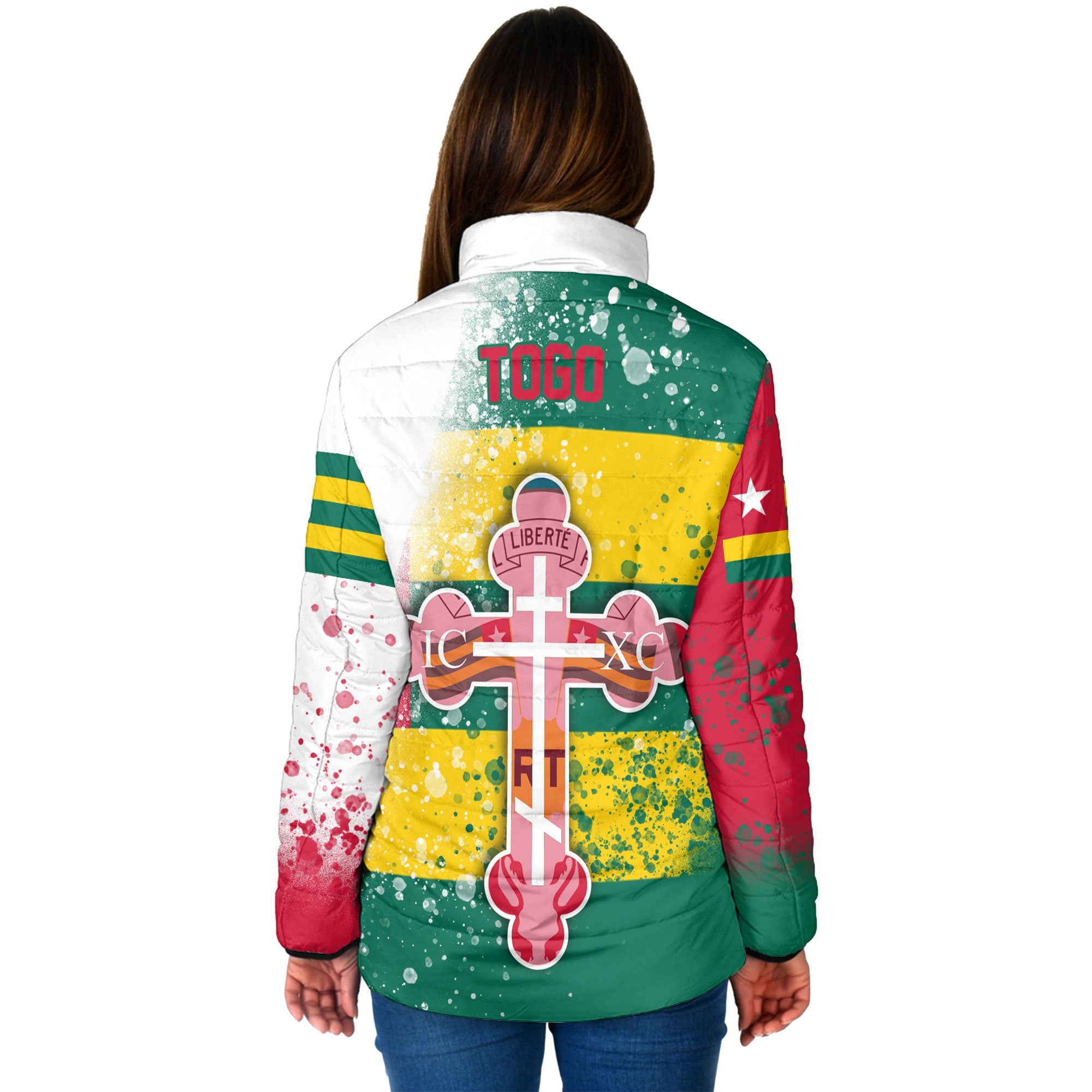 Togo Women Padded Jacket Flag & Coat Of Arms Orthodox Style