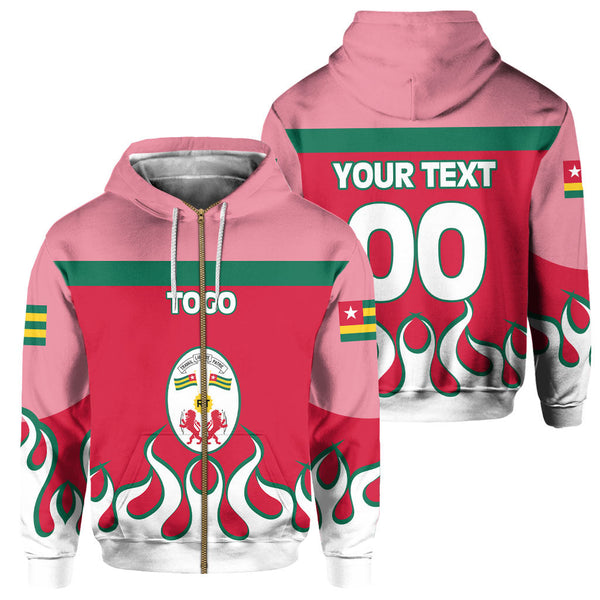 Togo Zip Hoodie Flag & Coat Of Arms Fire Hockey Style