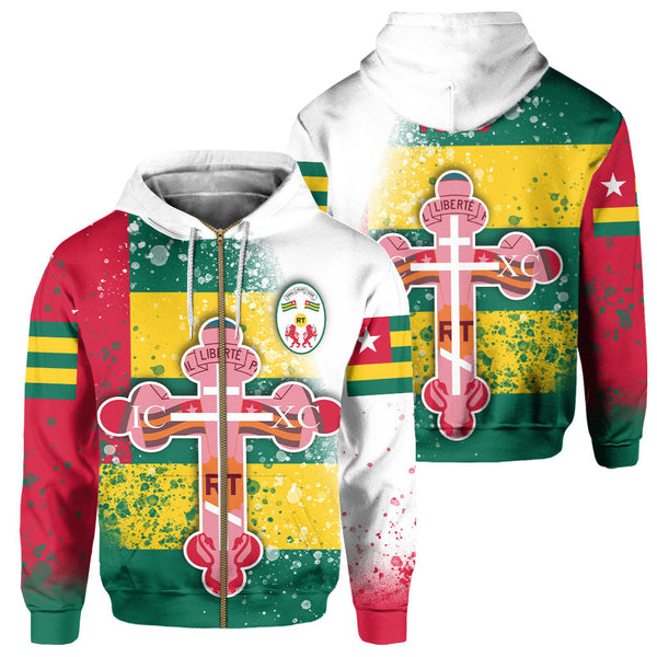 Togo Zip Hoodie Flag & Coat Of Arms Orthodox Style