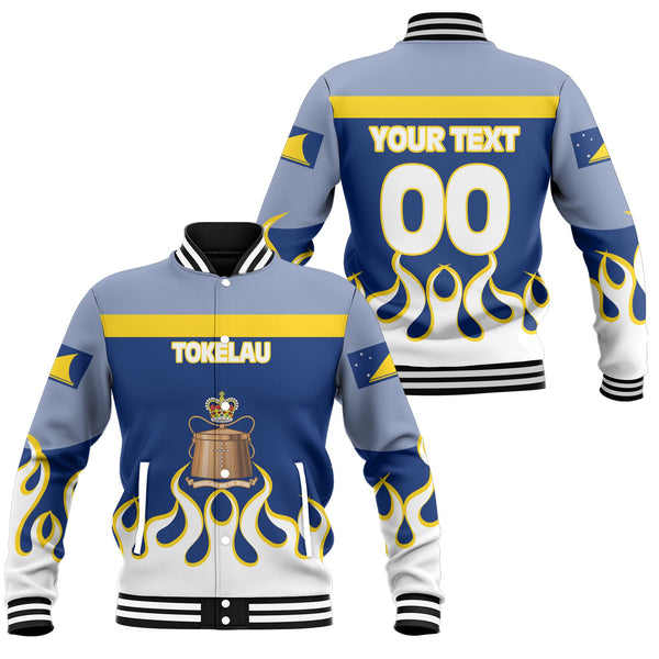 Tokelau Baseball Jacket Flag & Coat Of Arms Fire Hockey Style